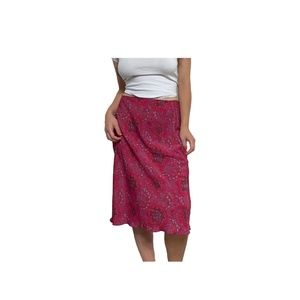 Y2K Express Pink Paisley Midi Slip Skirt Size 7/8